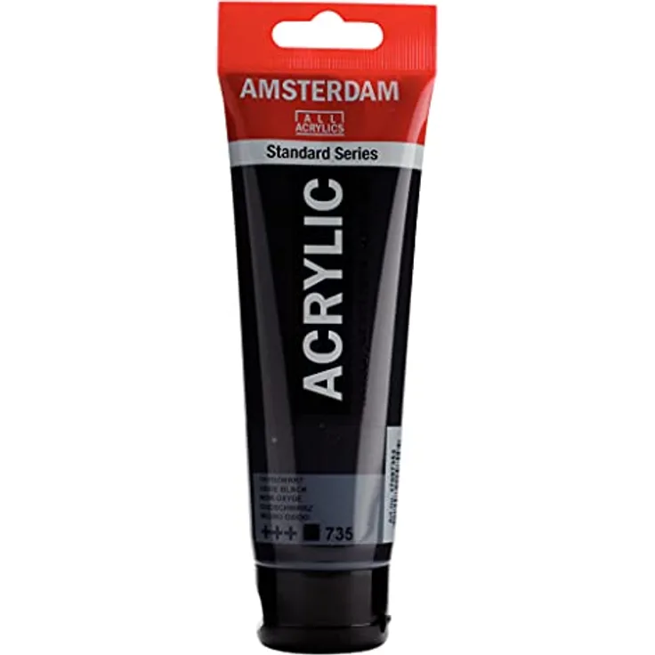 Amsterdam Standard Series Acrylfarbe Tube 120 ml, Oxidschwarz 735, hohe Lichtechtheit, alkalibeständig, schnelle Trocknungszeit