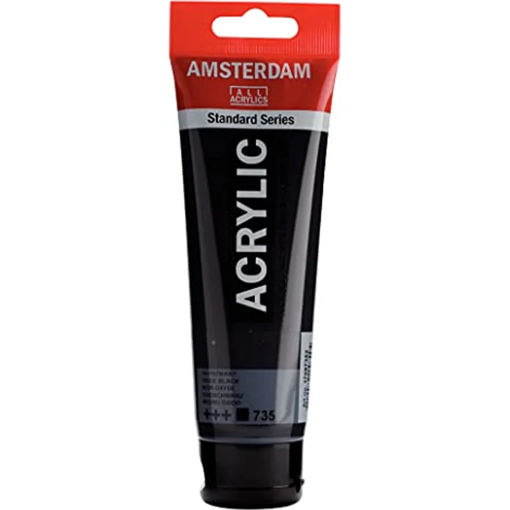 Amsterdam Standard Series Acrylfarbe Tube 120 ml, Oxidschwarz 735, hohe Lichtechtheit, alkalibeständig, schnelle Trocknungszeit – Bild 1