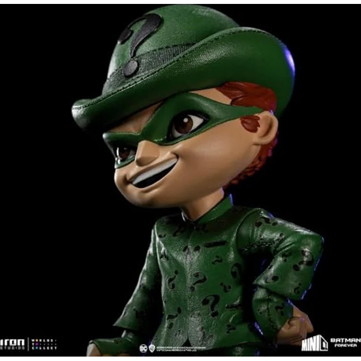 Iron Studios MiniCo Riddler Statue, 15cm detailreiche Figur aus Batman Forever mit grünem Anzug und Bowlerhut – Bild 7