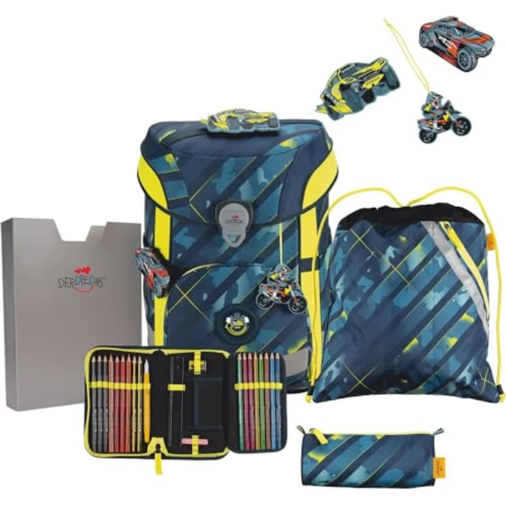 DerDieDas ErgoFlex Easy Speed Challenge, leichter Schulranzen mit 20,5 Litern Volumen und Sportbeutel im Set, kippfest, 950 g – Bild 1