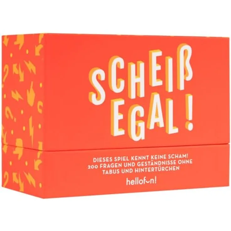 Hellofun! SCHEIßEGAL! Brettspiel für Erwachsene, 200 Fragen und Geständnisse ohne Scham, 4 Kategorien