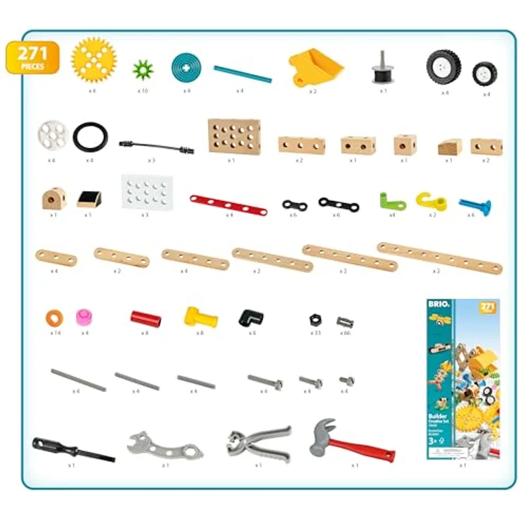 BRIO Builder - 34606 Builder Kindergartenset, 271 TLG. | Lern- und Konstruktionsspielzeug für Kinder ab 3 Jahren, mit Werkzeugen und unbegrenzten Konstruktionsmöglichkeiten, aus hochwertigen Materialien hergestellt. – Bild 3