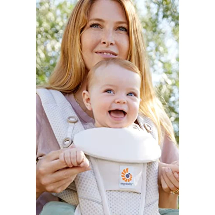 Ergobaby Omni Breeze Babytrage für Neugeborene ab Geburt bis 20kg, 4 Positionen SoftFlex Mesh Ergonomische Babybauchtrage Rückentrage Baby-Tragetasche (Natural Beige) – Bild 3