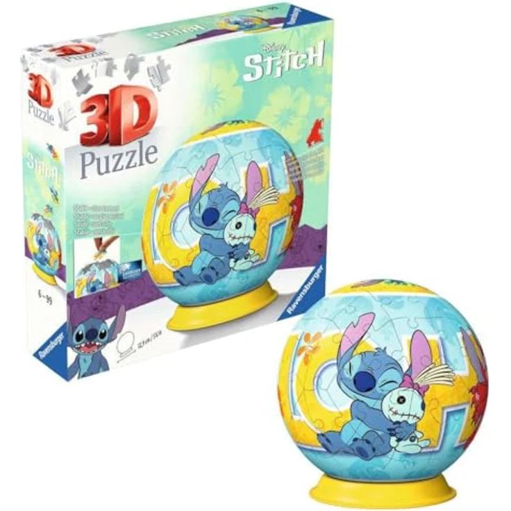 Ravensburger 3D Puzzle 11596 - Puzzle-Ball Disney Stitch - Hochwertiges 3D Puzzle mit Easyclick Technology, ideal für Kinder ab 6 Jahren, Durchmesser 12,9 cm – Bild 3