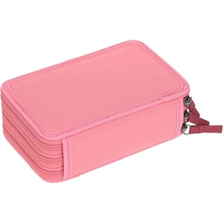 LÄSSIG Unique School Triple Pencil Case Slim Pink, Federmäppchen mit tollem Design und umfangreichem Set an Stiften – Bild 2