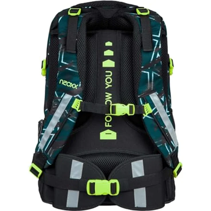 neoxx ACTIVE Pro Flash yourself Schulrucksack, aus recycelten PET-Flaschen, 3 Fächer + Geheimfach, höhenverstellbare gepolsterte Träger, Volumen ca. 26 Liter – Bild 4