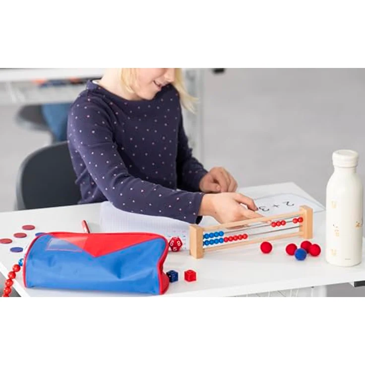 Betzold Rechenrahmen 20er Zahlenraum, Abakus mit 20 Perlen aus massiver Buche, kompakt und langlebig – Bild 4