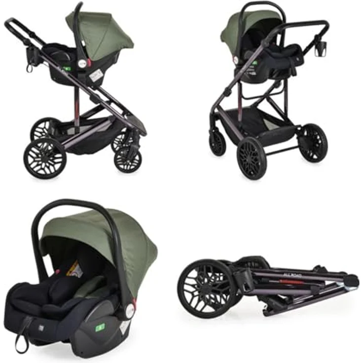 Moni Kombikinderwagen 3 in 1 All Road, umbaubar mit i-Size Autositz, umkehrbare Sitzeinheit, inkl. Adapter, grau – Bild 7