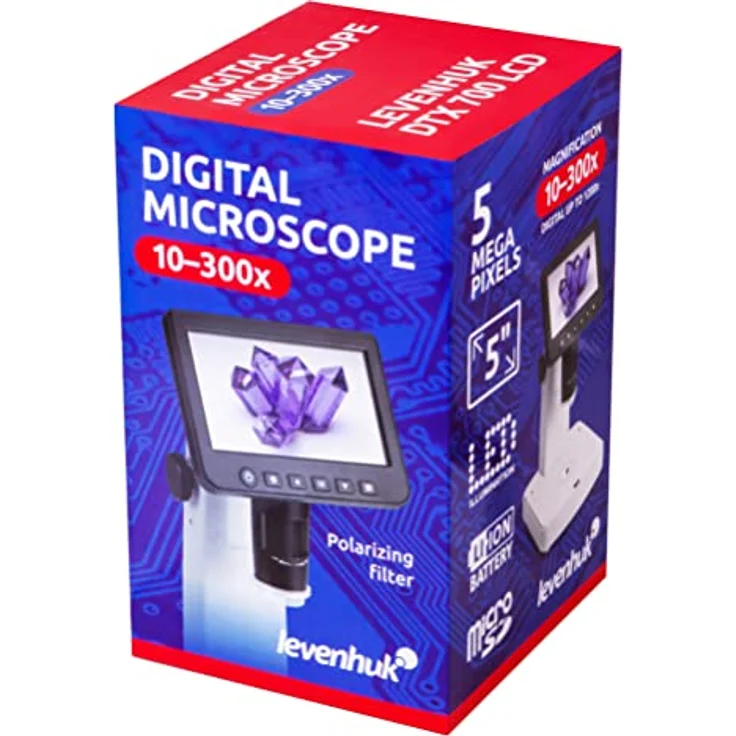 Levenhuk DTX 700 LCD digitales Mikroskop, 5-Megapixel-Sensor, 10x bis 300x Vergrößerung, 5-Zoll-Farbbildschirm, integrierter Akku, LED-Beleuchtung – Bild 9