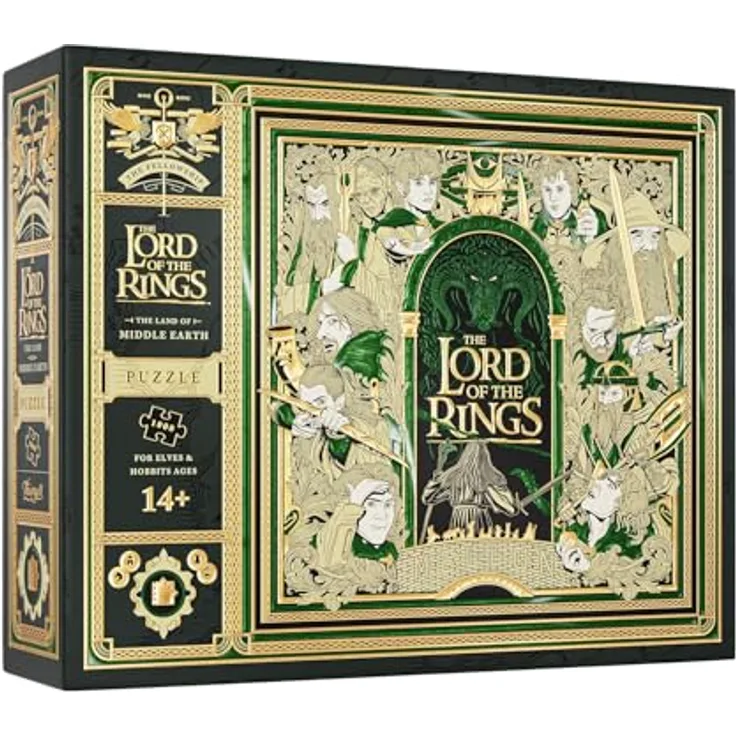 theory11 Herr der Ringe Puzzle – 1.000 Teile, Premium-Qualität mit edler Gold- und Grünfolie, inkl. Online-Erlebnis