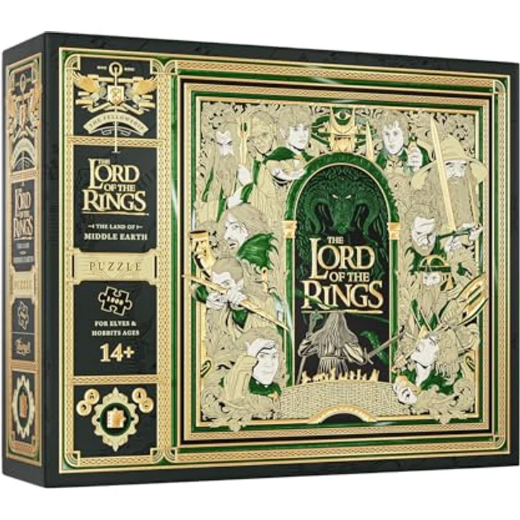 theory11 Herr der Ringe Puzzle – 1.000 Teile, Premium-Qualität mit edler Gold- und Grünfolie, inkl. Online-Erlebnis – Bild 1