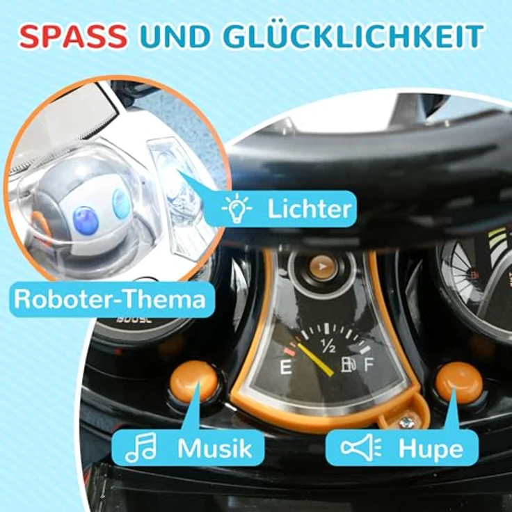 AIYAPLAY Rutscher 3-in-1 Schub- und Haltestange mit Rückenlehne, Schiebeauto und Lauflernhilfe für Kinder 1–3 Jahre, weiß+schwarz – Bild 7