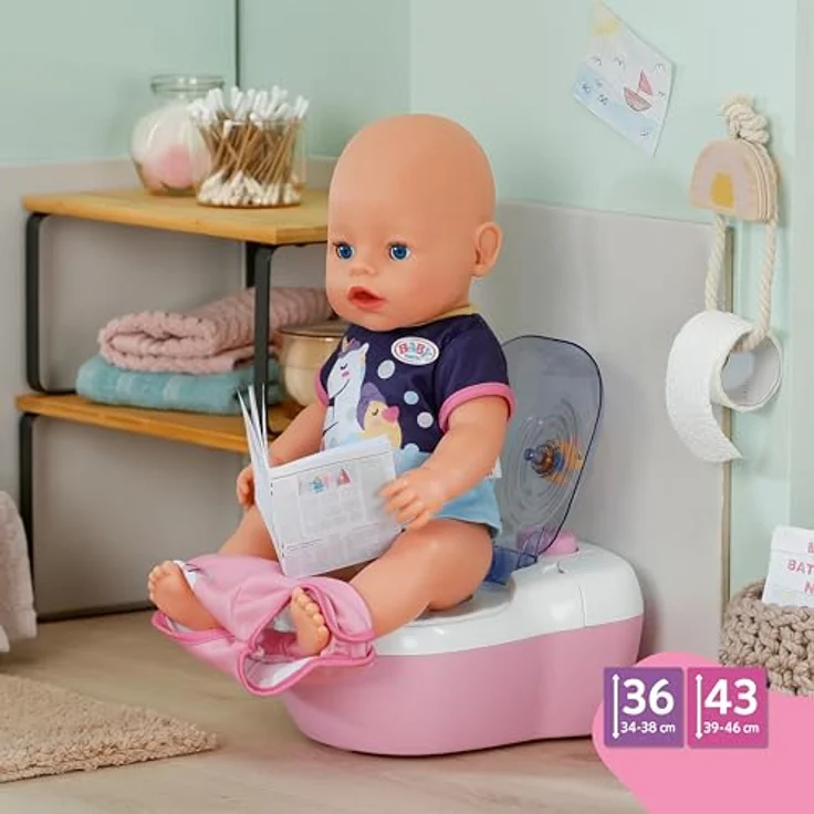 BABY Born Toilette für Puppen 36 und 43 cm, mit Geräuschfunktion, Zubehör und Unterwasserwelt-Stickern – Bild 8
