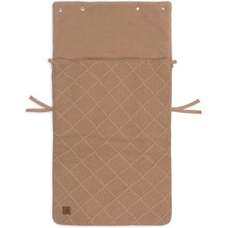 Jollein Fußsack Check Knit Biscuit, Strickmuster mit Fleece Futter für Babyschale Gruppe 0+ und Kinderwagen, passend für 3- und 5-Punkt-Gurt – Bild 5
