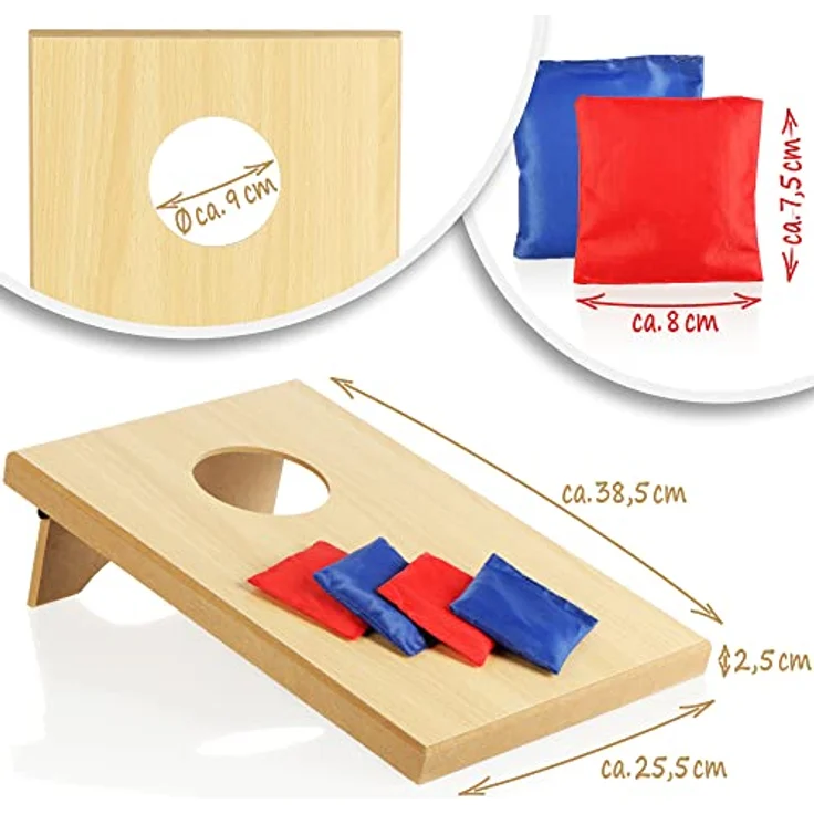 com-four® 5-teiliges Cornhole-Spiel-Set - Outdoor Wurfspiel für Kinder und Erwachsene - Bean Bag Säckchen (1 Stück - Cornhole) – Bild 7