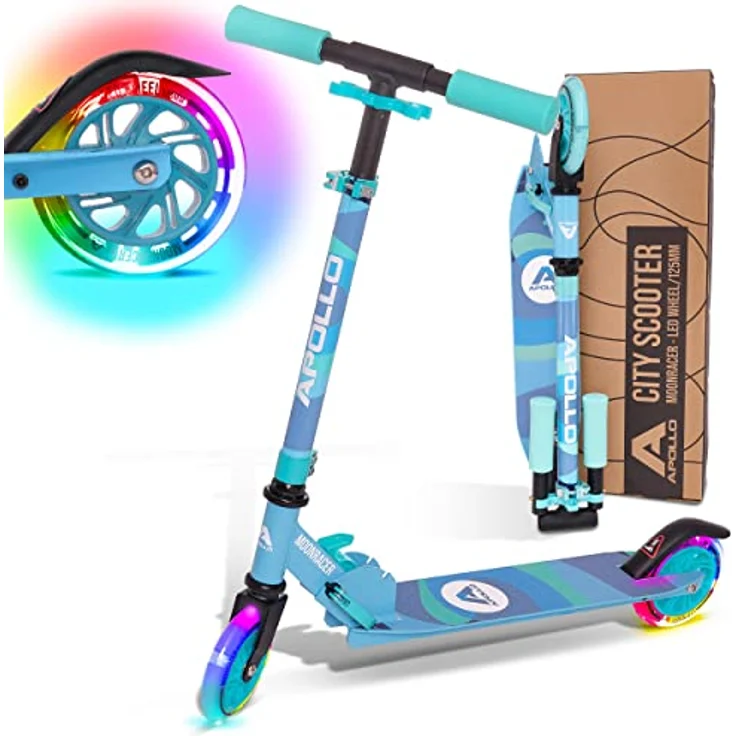 Apollo Scooter LED - Moonracer | City Scooter Kinder mit Federung | City Roller für Kinder klappbar | Tretroller Kinder ab 4 Jahre | sportlicher Cityroller | verstellbar, perfekt als Kinder Roller – Bild 2