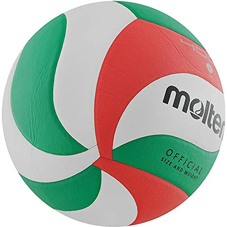Molten Wettspielball-V5M4000-DE weiß/grün/rot, Weiches Synthetik-Leder, DVV Prüfzeichen – Bild 2