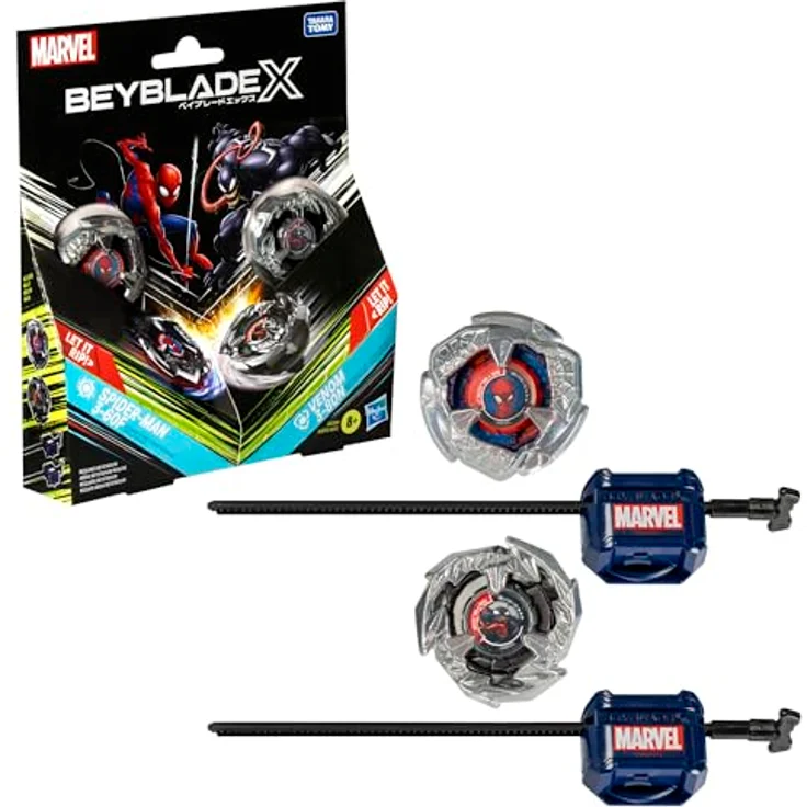 Beyblade Venom Spinne G0288es0, Sammlung mit 2 Kreisel und X-Celerator Beschleunigungssystem, Silber, One Size – Bild 1