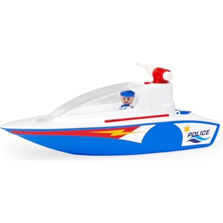Lena BOAZZ Polizeiboot 36 cm, mit Wassertank und Spritzfunktion, für Kinder ab 2 Jahren, Blau – Bild 2