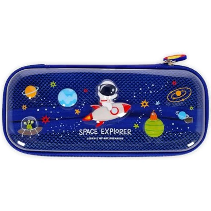 Legami Wonderwow Federmäppchen, Space Motiv, 2 Fächer mit Stifthalter und Netzfach, Reißverschluss, 23 x 11 x 5 cm – Bild 1