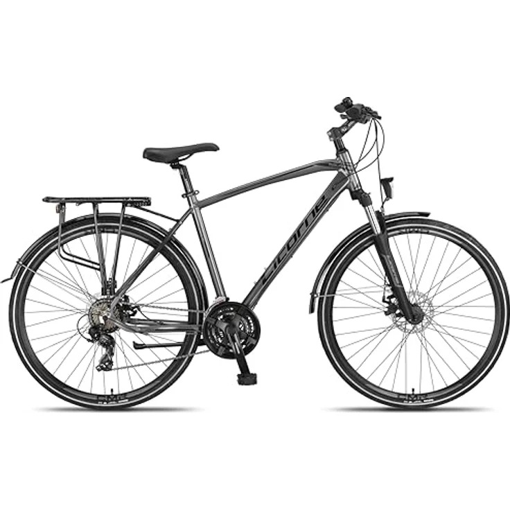 Licorne Bike Premium Touring Trekking Bike in 28 Zoll Aluminium Scheibenbremse Fahrrad für Jungen, Mädchen, Damen und Herren - 21 Gang-Schaltung - Mountainbike - Crossbike (Herren, Titanium) – Bild 3