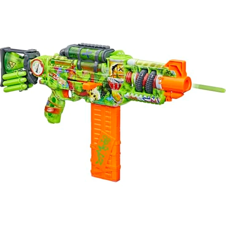 Nerf Zombie Blaster Corrupter, Dart-Repetierer mit 18-Dart-Magazin und buntem Graffiti-Design – Bild 3