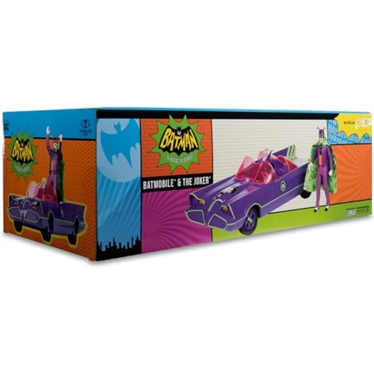 McFarlane Toys DC Retro Batman 66 Batmobil with Joker, detailreiches Fahrzeug mit beweglichen Rädern und rotierenden Lenkern, Gold Label – Bild 15