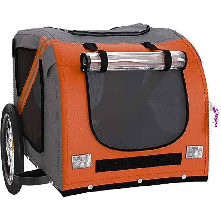 vidaXL Fahrradhundeanhänger Oxford-Gewebe & Eisen Orange/Schwarz 45 kg Tragfähigkeit – Bild 5