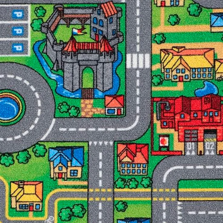 Primaflor Interaktiver Kinderteppich Streets, Straßenmotiv 140 x 200 cm, Anti-Schmutz-Ausrüstung, für Kinderzimmer, Made in Europe – Bild 4
