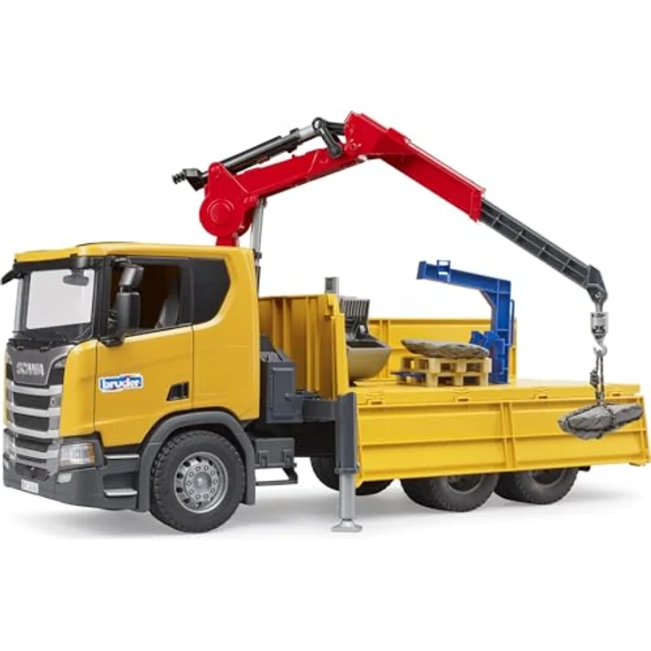 Bruder® Spielzeug-LKW 03551 Scania Super 560R, Baustellen-LKW mit Kran, 2 Paletten und teleskopierbarem Kranarm, für Kinder ab 4 Jahren – Bild 4