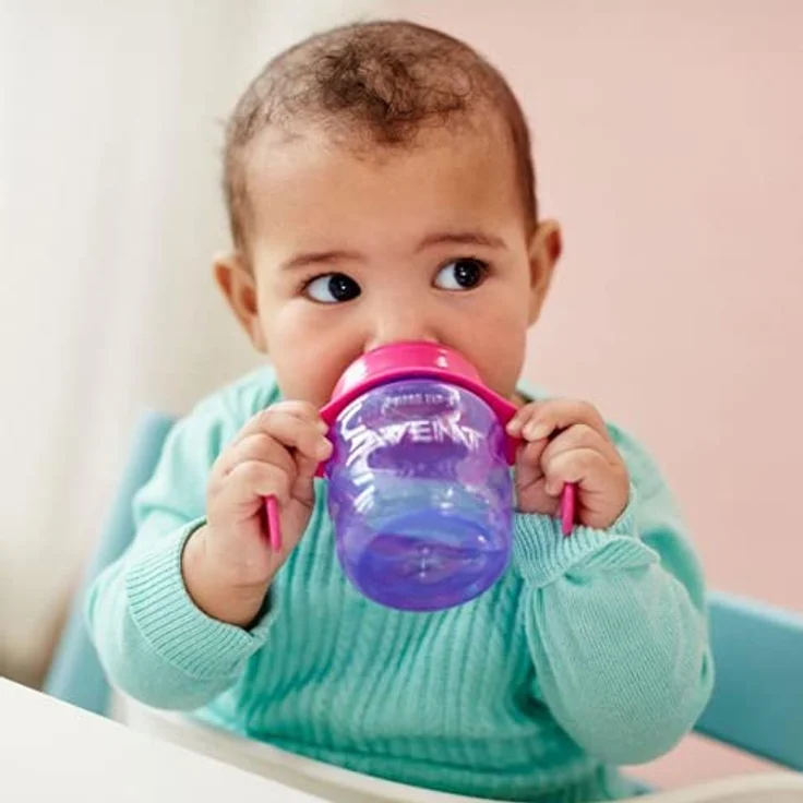 Philips Avent Ausgießbecher Easy Sip, 200ml mit weichem Auslauf, geeignet ab 6 m+, spülmaschinenfest, BPA-frei, lila/rosa, SCF551/03 – Bild 3