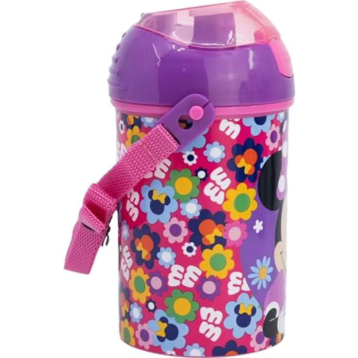 Stor Wiederverwendbare Flasche Robot Pop Up mit Strohhalm, Corra Y CIERRE, 450 ml, Minnie Bold Florals, BPA-frei, offizielles Lizenzprodukt – Bild 2