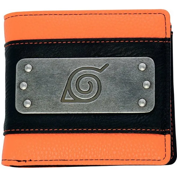 Naruto Geldbörse - Konoha, offiziell lizensiertes Merchandise, Polyurethane, 4 Kartenfächer, Münzfach, inkl. Hokage-Steinwand, schwarz