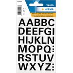 HERMA 4163 Buchstaben Aufkleber schwarz, Schriftgröße 15 mm, 36 Stück, selbstklebend, wetterfest, groß, Alphanet Sticker Klebebuchstaben A-Z aus Folie zum Aufkleben, transparent