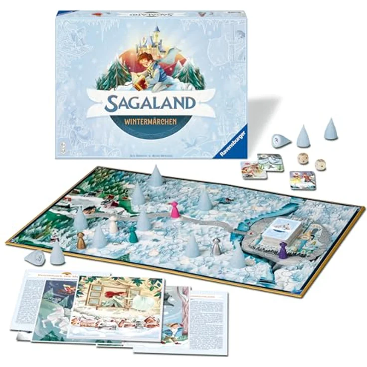 Ravensburger 22460 - Sagaland Wintermärchen - Brettspiel für Kinder und Erwachsene, 2-6 Spieler, Merkspiel, Familienspiel-Klassiker, Wintermärchen-Ausgabe mit 13 extra großen Märchenkarten – Bild 4