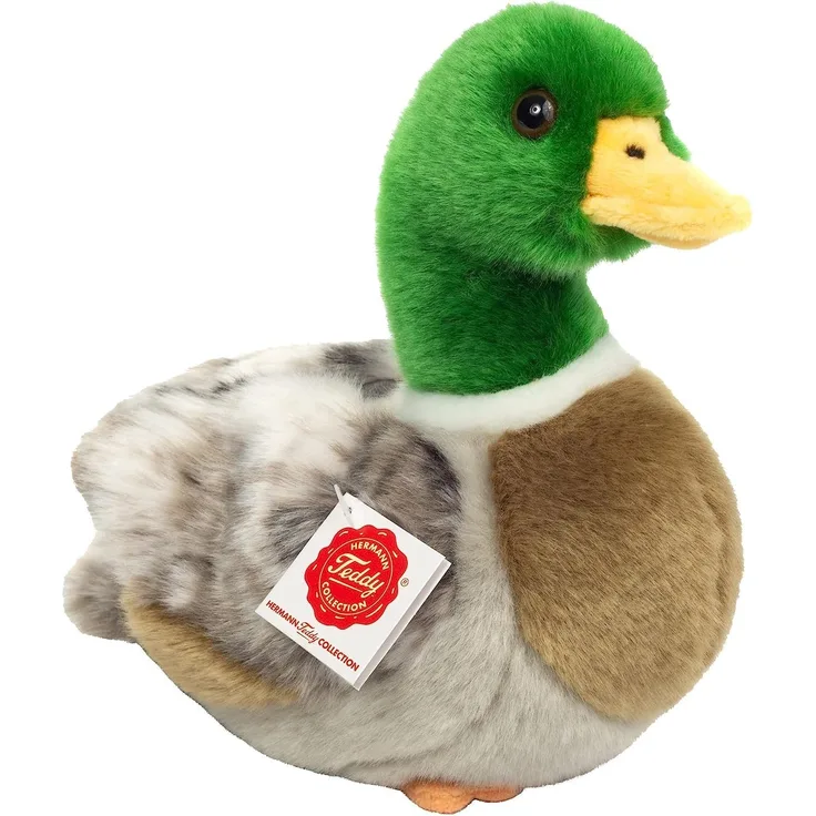 Teddy Hermann® Kuscheltier Wildente 24 cm, grün/grau/braun aus recyceltem Material