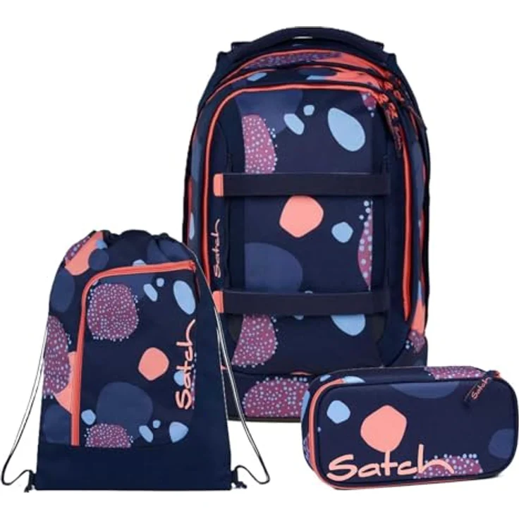 Satch Pack Schulrucksack Set 3tlg. inkl. Schlamperbox und Sportbeutel, 30 Liter Volumen, 3D Soft-Mesh Rückensystem, Coral Reef – Bild 1