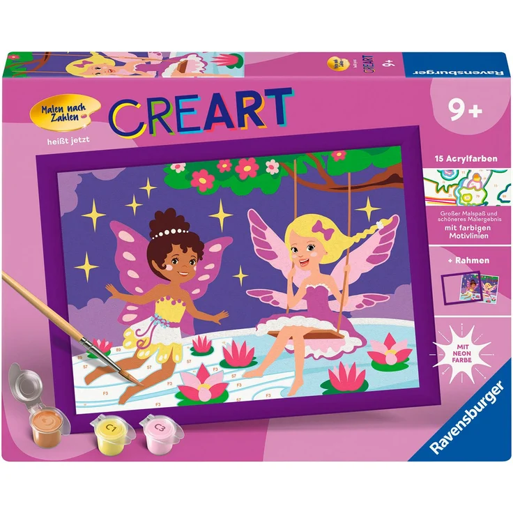 Ravensburger Malen nach Zahlen CreArt, Feen-Freundinnen, 15 Acrylfarben inklusive, Made in Europe – Bild 1