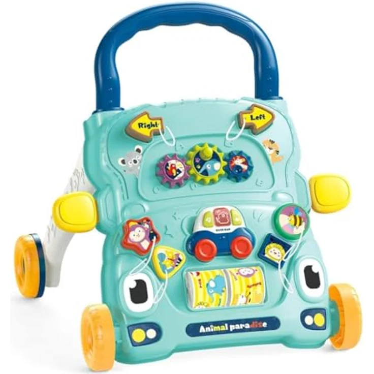 Chipolino Funny Animals blue, multifunktionaler Lauflernwagen für 6+ Monate mit Licht und Sound, farbenfrohe Spielzeuge