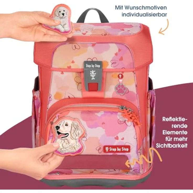 Step by Step Schulranzen Cloud, Dog Kira, mit 1 Vordertasche und 2 Seitentaschen, verstellbar und geeignet für Kinder ab 5 Jahren – Bild 7