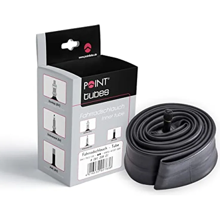 Point Fahrradschlauch ETRTO 47/57-559- Ventil DV, schwarz, 26 x 1,75/2.125, 02019005