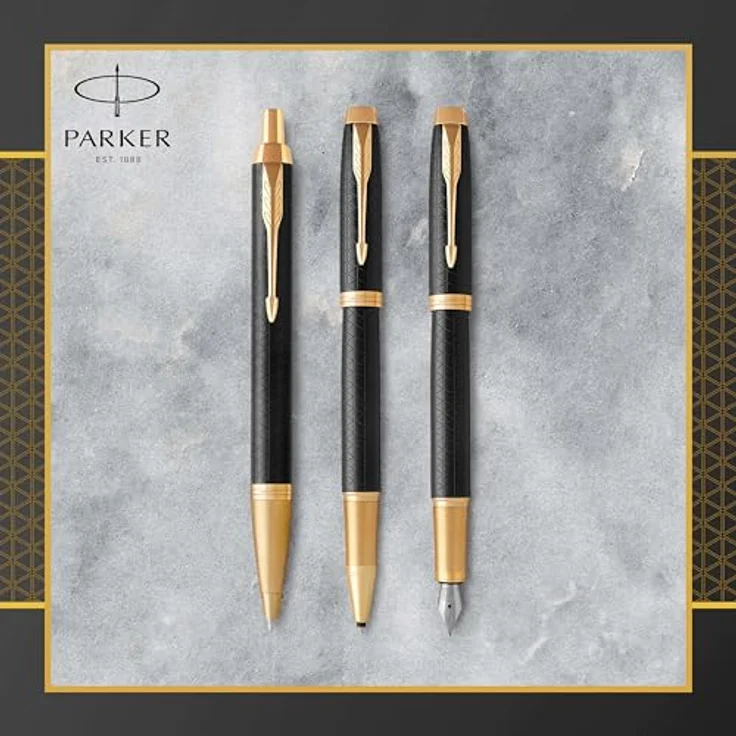 Parker Pen IM Premium Black/Gold G.C., Schreibstift mit stabiler Edelstahlfeder, schwarz/gold – Bild 8