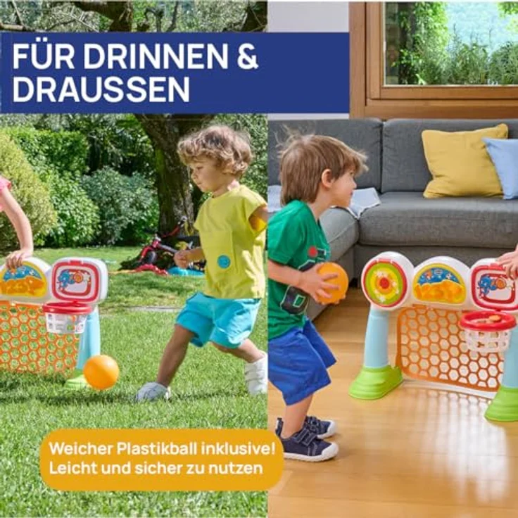 Chicco GOAL LEAGUE 2023, 3in1 Multi-Sport-Aktivitätsspiel mit Lichtern und Geräuschen, italienisches Design – Bild 7