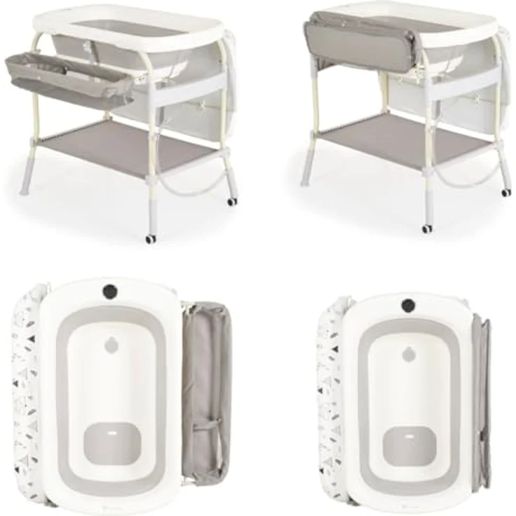 Cangaroo Babywickeltisch mit Badewanne 2 in 1 Garda, klappbar, höhenverstellbar, mit Rollen und Sicherheitsgurt – Bild 5