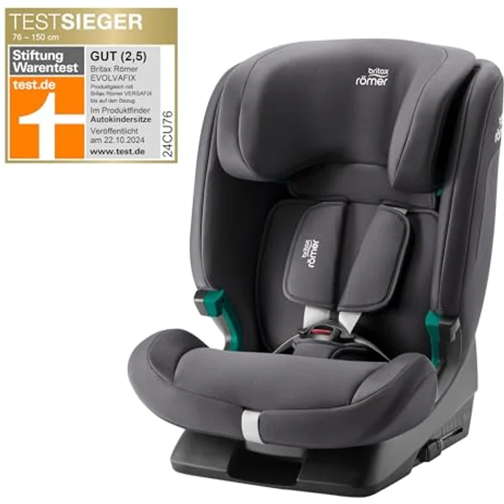 Britax Römer Kindersitz EVOLVAFIX, mit ISOFIX, für Kinder von 76-150 cm (i-Size), 15 Monate - 12 Jahre, Midnight Grey – Bild 2
