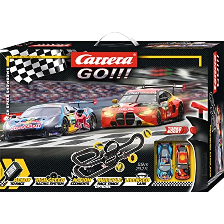 Carrera GO!!! DTM High Speed Showdown Rennbahn-Set I Rennbahnen und lizensierte Slotcars | bis zu 2 Spieler | Für Jungs und Mädchen ab 6 Jahren & Erwachsene