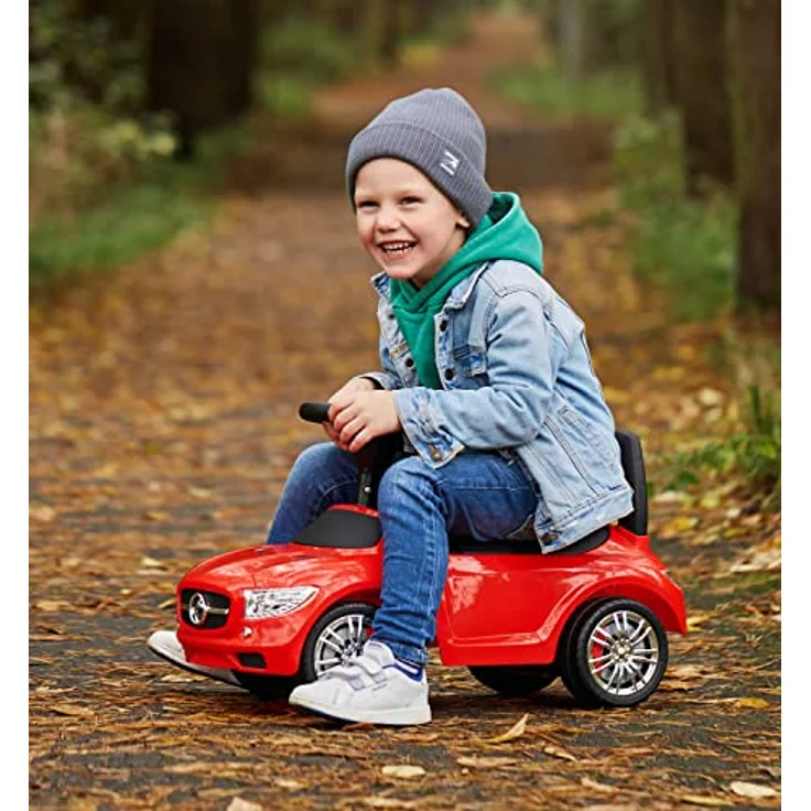 Polesie Rutscher SuperCar Nr. 3, pink mit Sound-Lenkrad, Rückenlehne und Staufach, Lauflernhilfe für Kinder – Bild 4