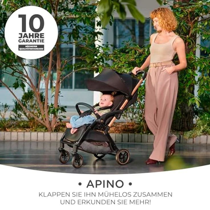 kk Kinderkraft APINO Buggy bis 22 kg, Liegebuggy, Leicht - 7,5kg, Automatisches zusammenklappen, Verstellbare Rückenlehne bis zur Liegeposition, ideal für Reisen, Grau – Bild 3
