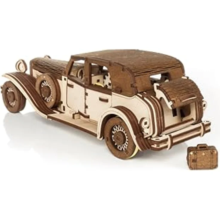 EWA Eco-Wood-Art Ferdinand 3D-Puzzle Auto im 1920er-1940er Jahre Stil, Aufzugsmechanismus, Natuurlijk, Medium – Bild 2