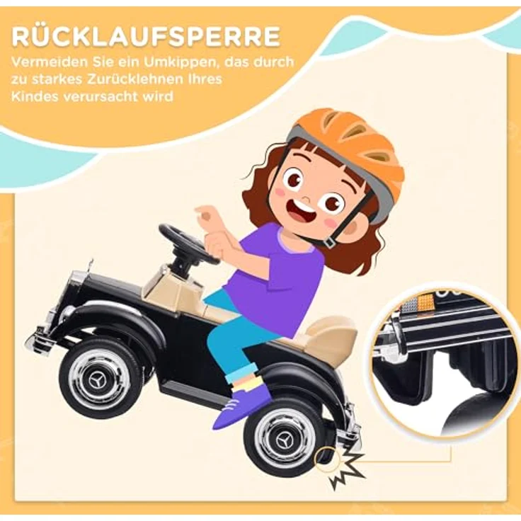 AIYAPLAY Rutschauto, Kinderfahrzeug mit Stauraum und Kippschutz, Schwarz, für 18-48 Monate Kinder – Bild 3